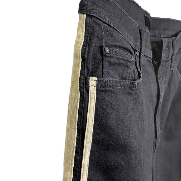 MOTHER Women's Jeans Insider Crop Step Fray Guilty Racer Black White Stripe 31 - Picture 3 of 6